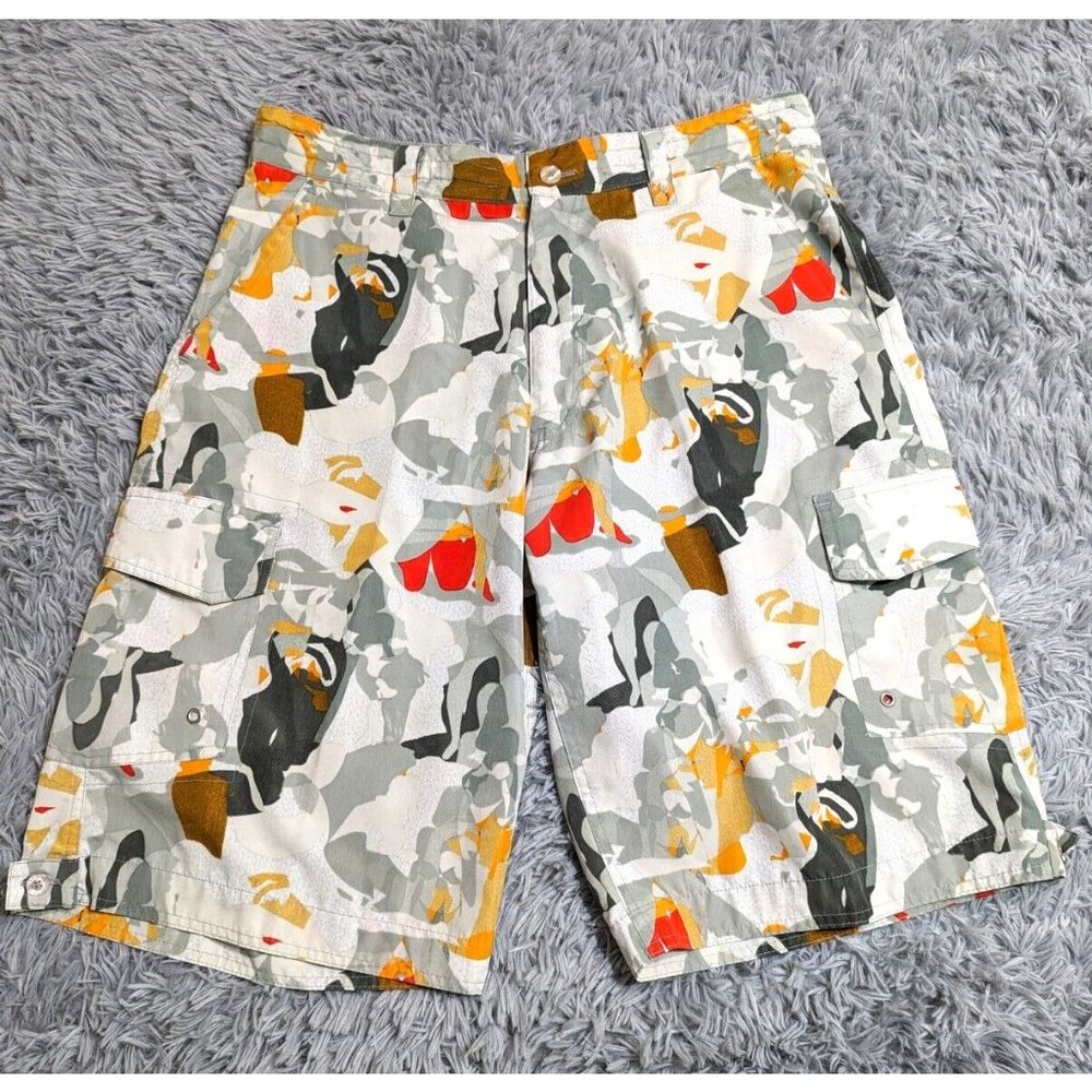 Koman Jeans Shorts Mens Sz XL XLarge Paint Splatter Cargo‎ Baggy Hip Hop Skate
